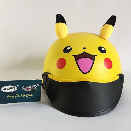 Nón bảo hiểm cho bé hình thú pikachu sơn vàng - BOPA GRZ