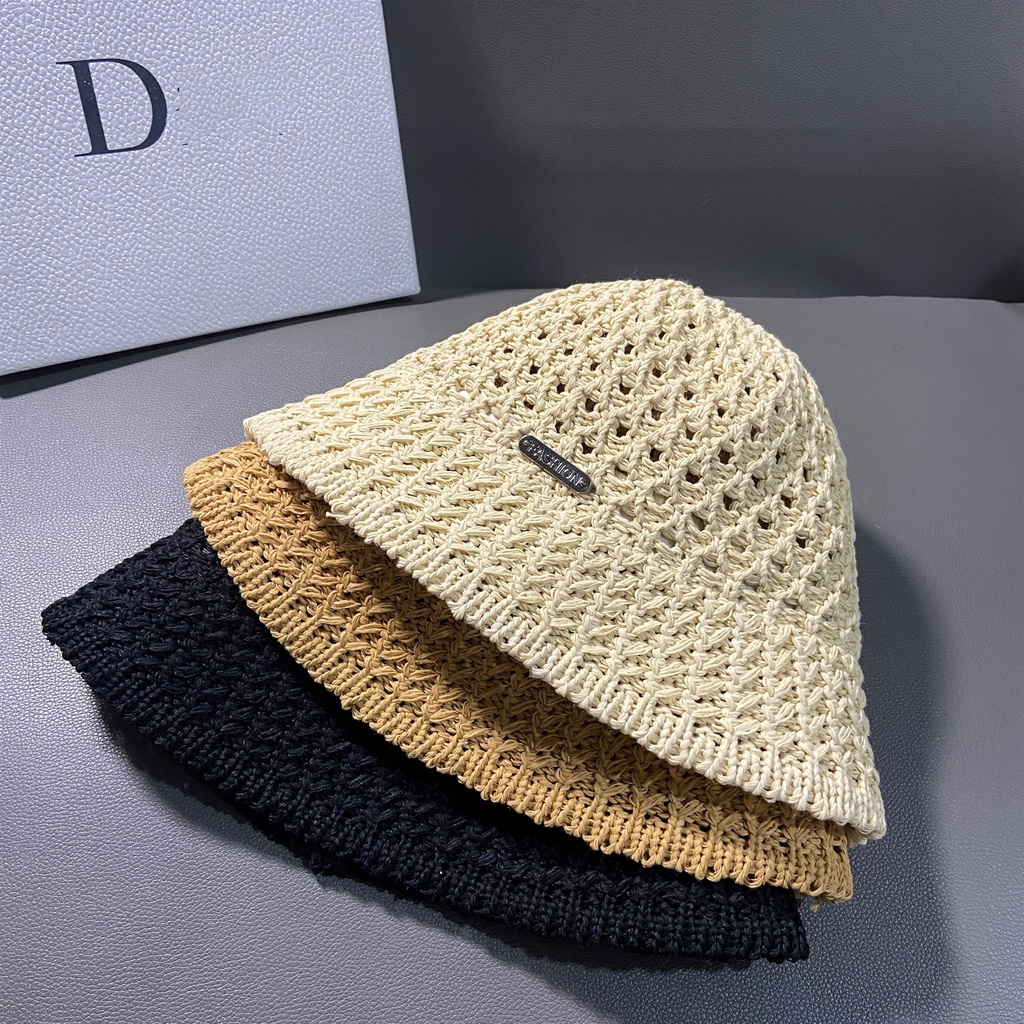 Nón Tai Bèo Đan Cói Phối Lưới Thoáng Khí Phong Cách Hàn Quốc Thời Trang Mùa Hè Xinh Xắn Cho Nữ