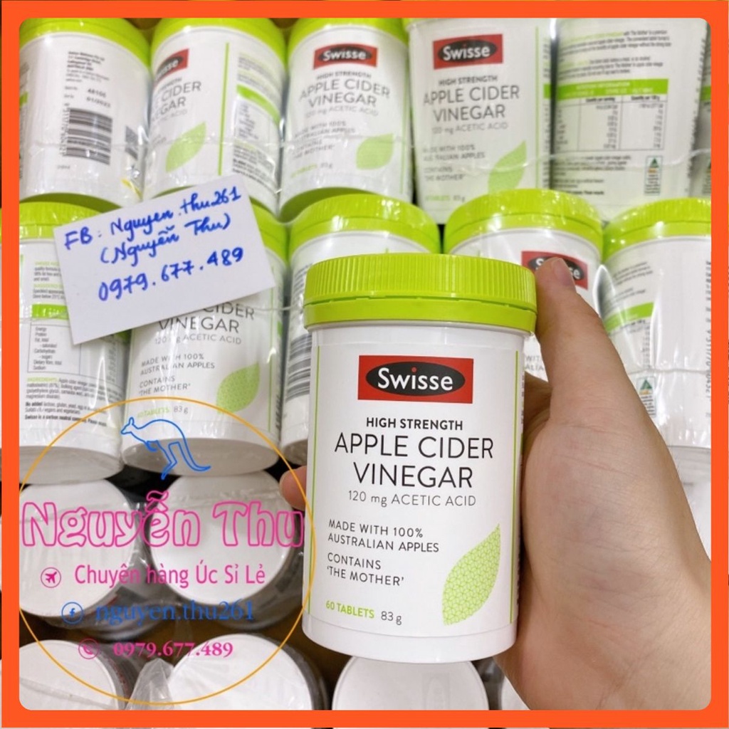 (Chính_hãng) Viên Giấm Táo Swisse Apple Cider Vinegar 60 Viên Úc Giảm Cân Đẹp Da