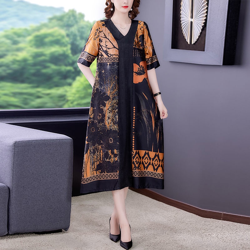 Đầm Dự Tiệc Dáng Rộng Cỡ Lớn Thời Trang Mùa Hè Hàng Mới Cho Nữ Trung Niên Cỡ Lớn 2022