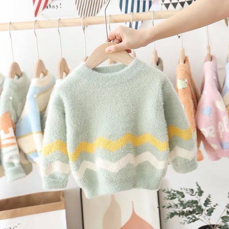 Áo sweater lông chồn tay dài dễ thương xinh xắn cho bé