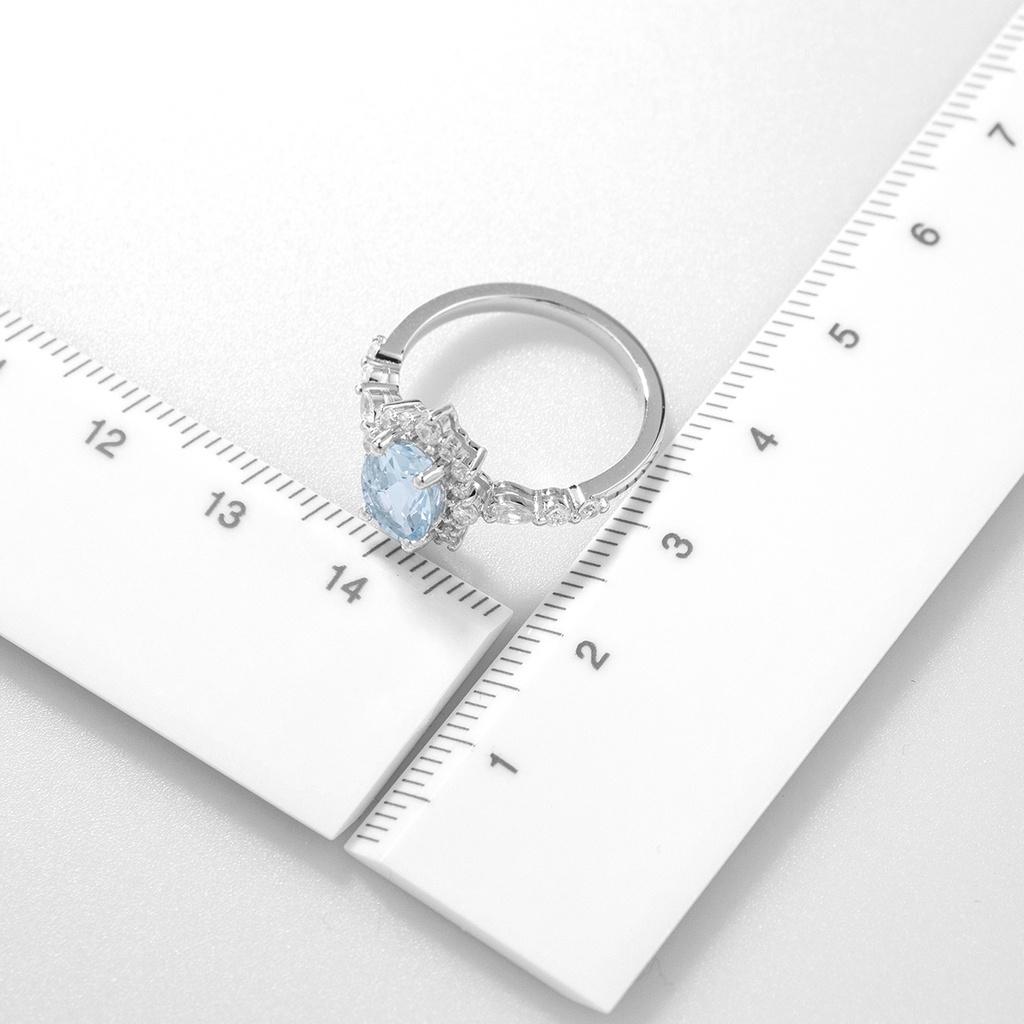 Nhẫn Bạc S925 Đính Đá Xanh Lam Nhạt Tự Nhiên Thời Trang Cho Nữ