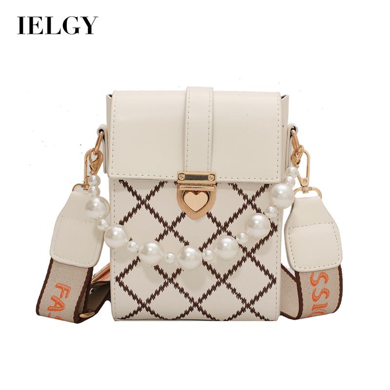 Túi đeo vai IELGY vừa điện thoại phối dây ngọc trai thời trang phong cách Hàn Quốc cho nữ