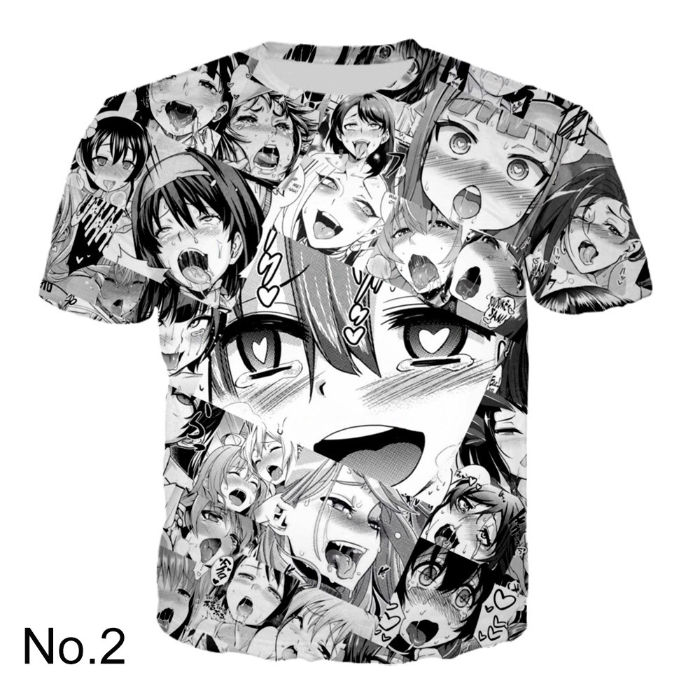 Áo Thun Ngắn Tay In Hình 3D Phong Cách Ahegao Thời Trang Nam Nữ