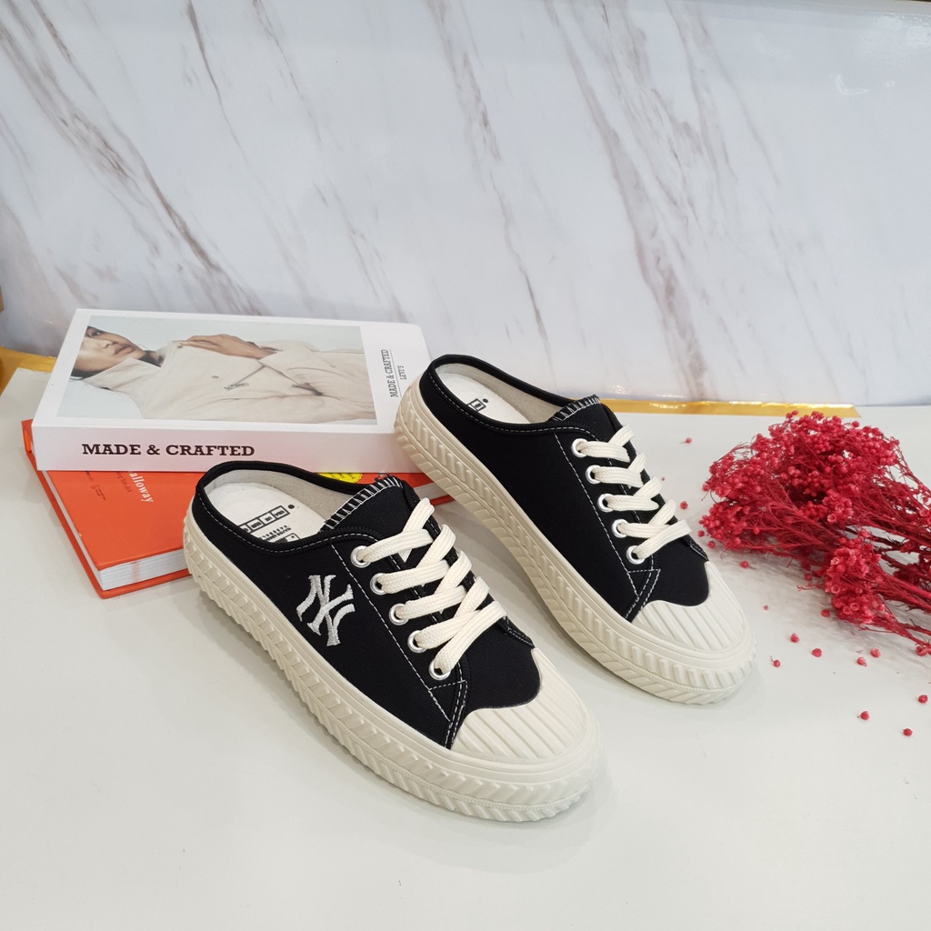 Giày bệt nữ, sục thể thao nữ B Shoes, thêu chữ NY, sục bata đạp gót, đế cao su cao cấp - hàng xịn fullbox M2