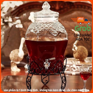 Bình ngâm rượu thủy tinh có vòi 3 lít hình kim cương dày dặn chắc chắn siêu đẹp