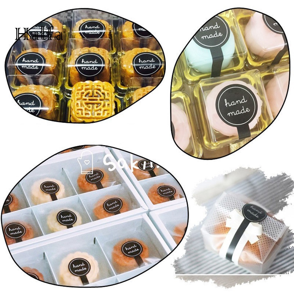 Cf❋ Set 200 Miếng Dán Trang Trí Túi Quà In Chữ Handmade Xinh Xắn