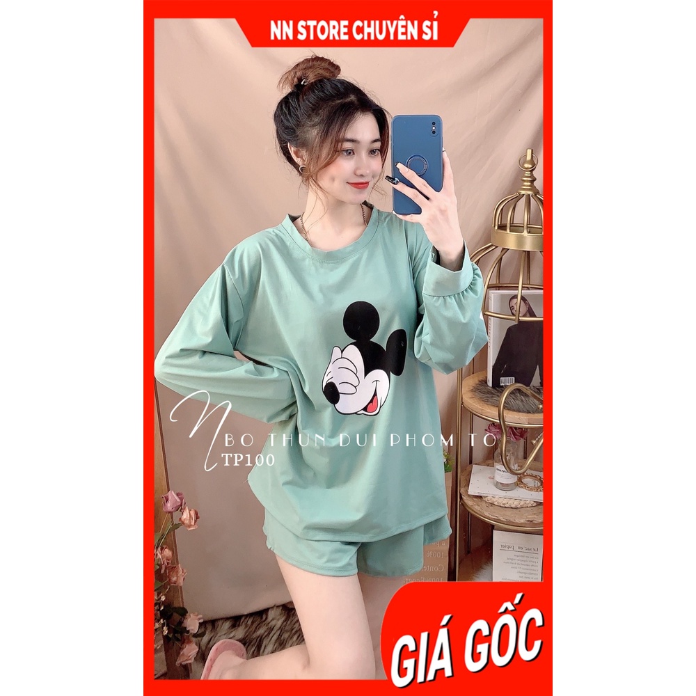 Đồ bộ nữ mặc nhà phom 55kg chất thun mềm mịn in hình hoạt hình dễ thườn TP100
