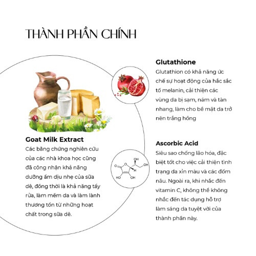 Sữa rửa mặt sáng da và dưỡng ẩm chiết xuất sữa dê Truesky Glutathione Cleanser 50g