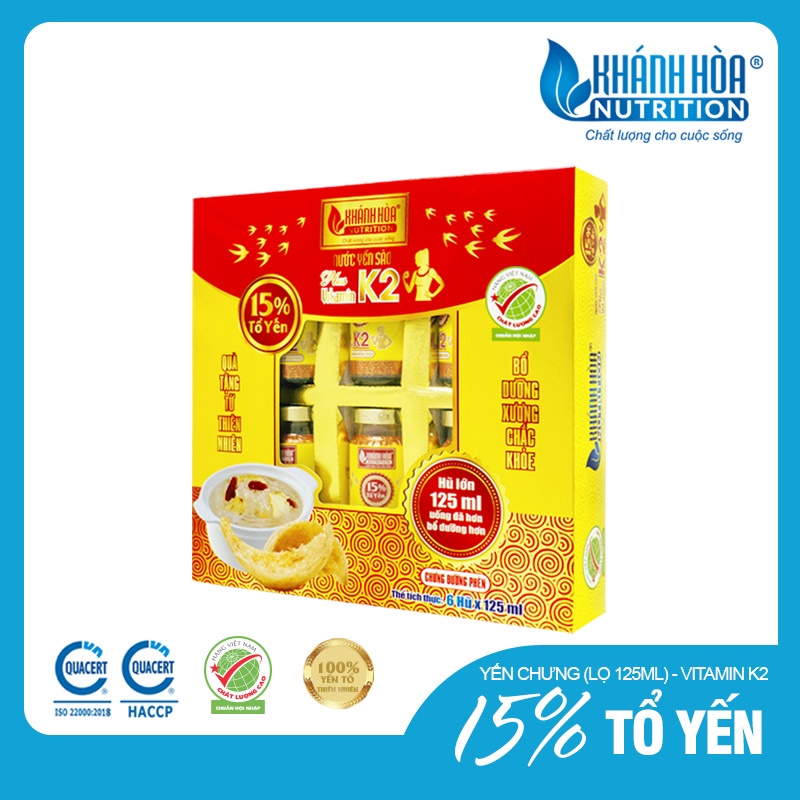 Nước yến sào 15% bổ sung vitamin K2 Khánh Hòa Nutrition ( 6 lọ x 125ml ) | BigBuy360 - bigbuy360.vn