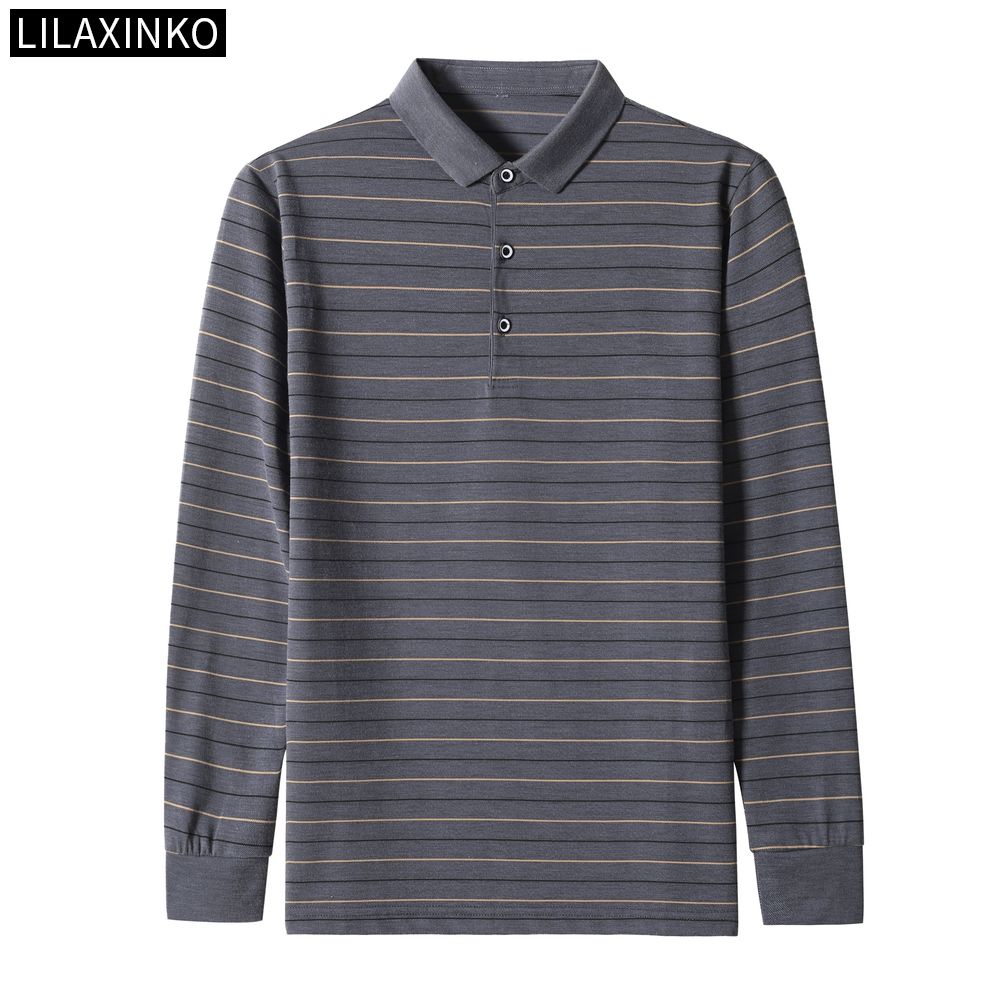 Áo Thun Polo Tay Dài Kẻ Sọc 3 Màu Thời Trang Thu Đông Cho Nam