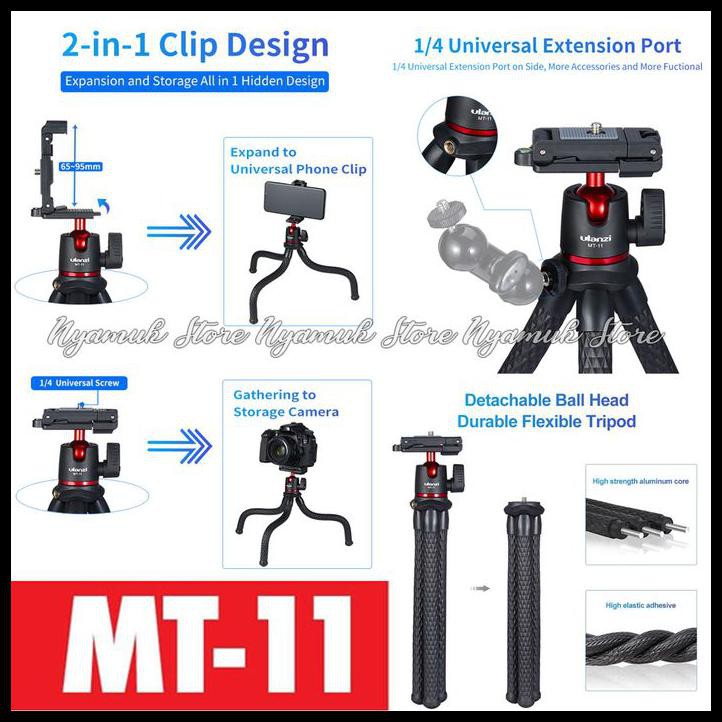 Giá Đỡ Ba Chân Ulanzi Mt-11 Ốc Vít 1 / 4 Cho Máy Ảnh Dslr & Điện Thoại Hp