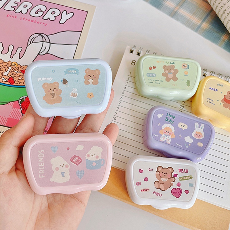 Hộp đựng lens mini CUTE có gương hình gấu xinh xắn | Hộp đựng kính áp tròng