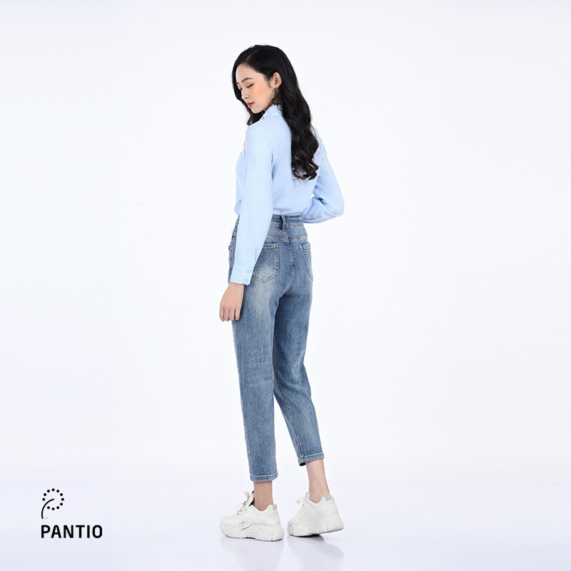 Áo sơ mi nữ cổ đức chất liệu thô lanh, dáng suông dài tay FAS92812 - PANTIO