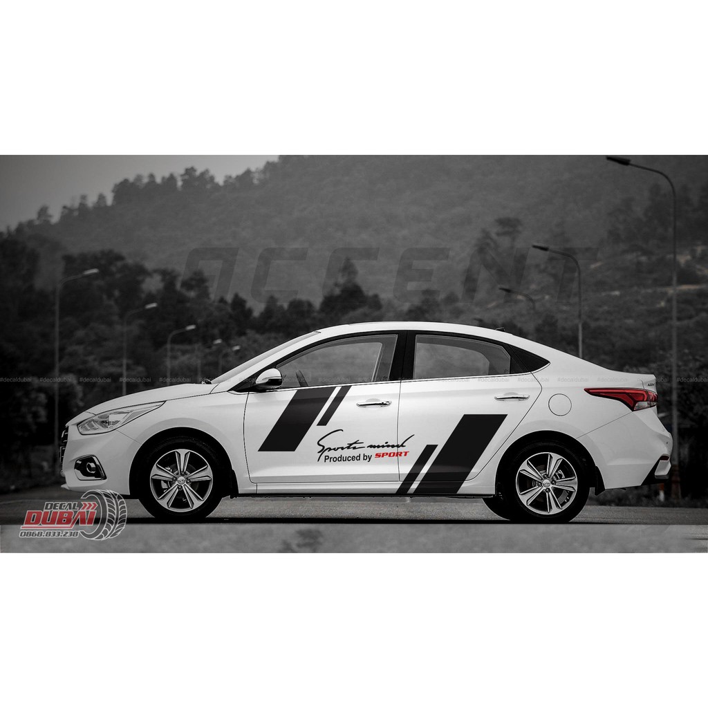 Tem Dán Xe Hyundai Accent Màu Trắng Thể Thao SPOST