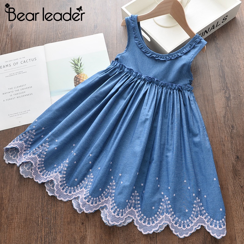 Đầm công chúa BEAR LEADER không tay in hoa dễ thương thời trang mùa hè cho bé gái