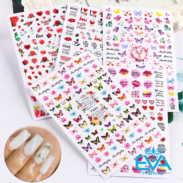 Miếng Dán Móng Tay 3D Nail Sticker Tráng Trí Hoạ Tiết Chủ Đề Tình Yêu F627