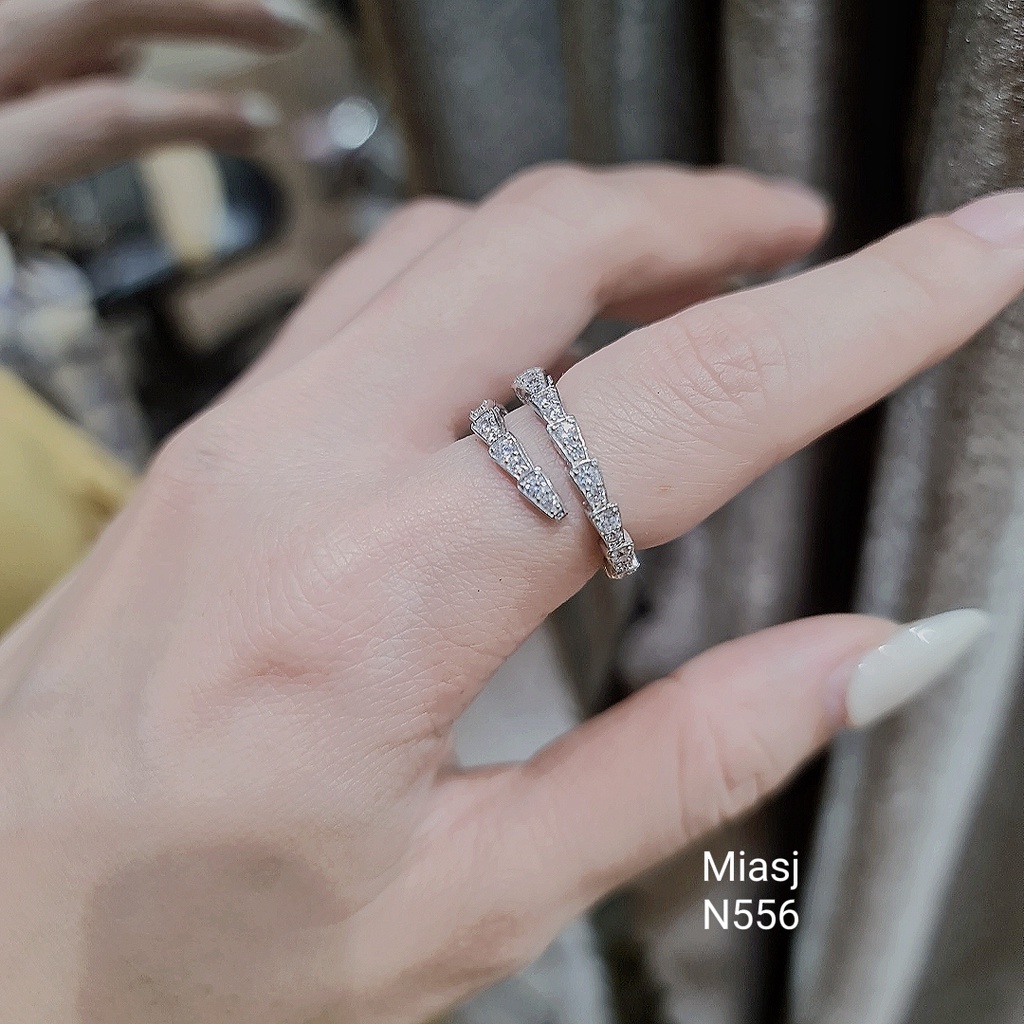 Nhẫn hình rắn bạc Ý S925 MiASJ N556 nữ nạm đá cao cấp, sang trọng