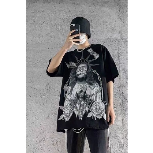 Áo Thun 100% Cotton Nguyên Chất Tay Ngắn Dáng Rộng Phong Cách Đường Phố Cổ Điển Đường Phố Thời Trang Mùa Hè Cho Nam Nữ