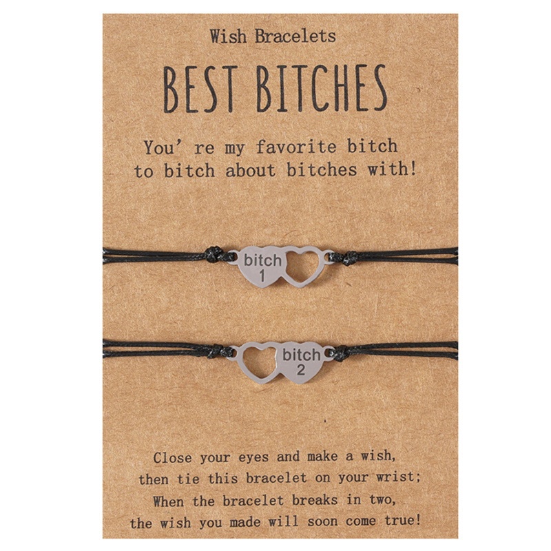 Bộ 2 Vòng Tay Dây Thừng Mặt Khắc Chữ Thời Trang Cho Chị Em Gái