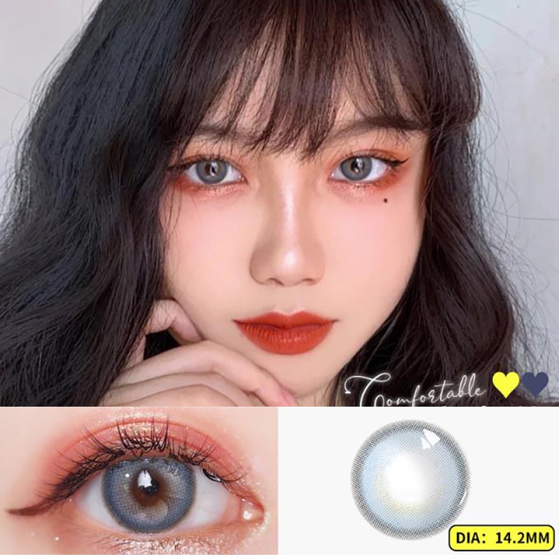 Cặp 2 Kính Áp Tròng Mềm Dùng Trong 1 Năm Màu Đen Lấp Lánh Độ 0.00 -8.00