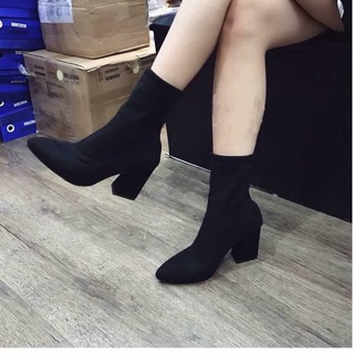 Boot cao cổ chất vải da lộn 