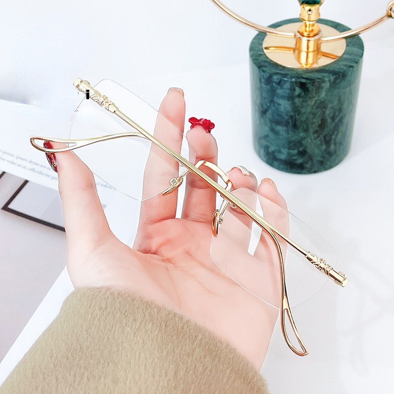 【+100°~+400°Kính Đọc Sách Không Gọng Chống Ánh Sáng Xanh Chống Mệt Mỏi Cho Nam Và Nữ