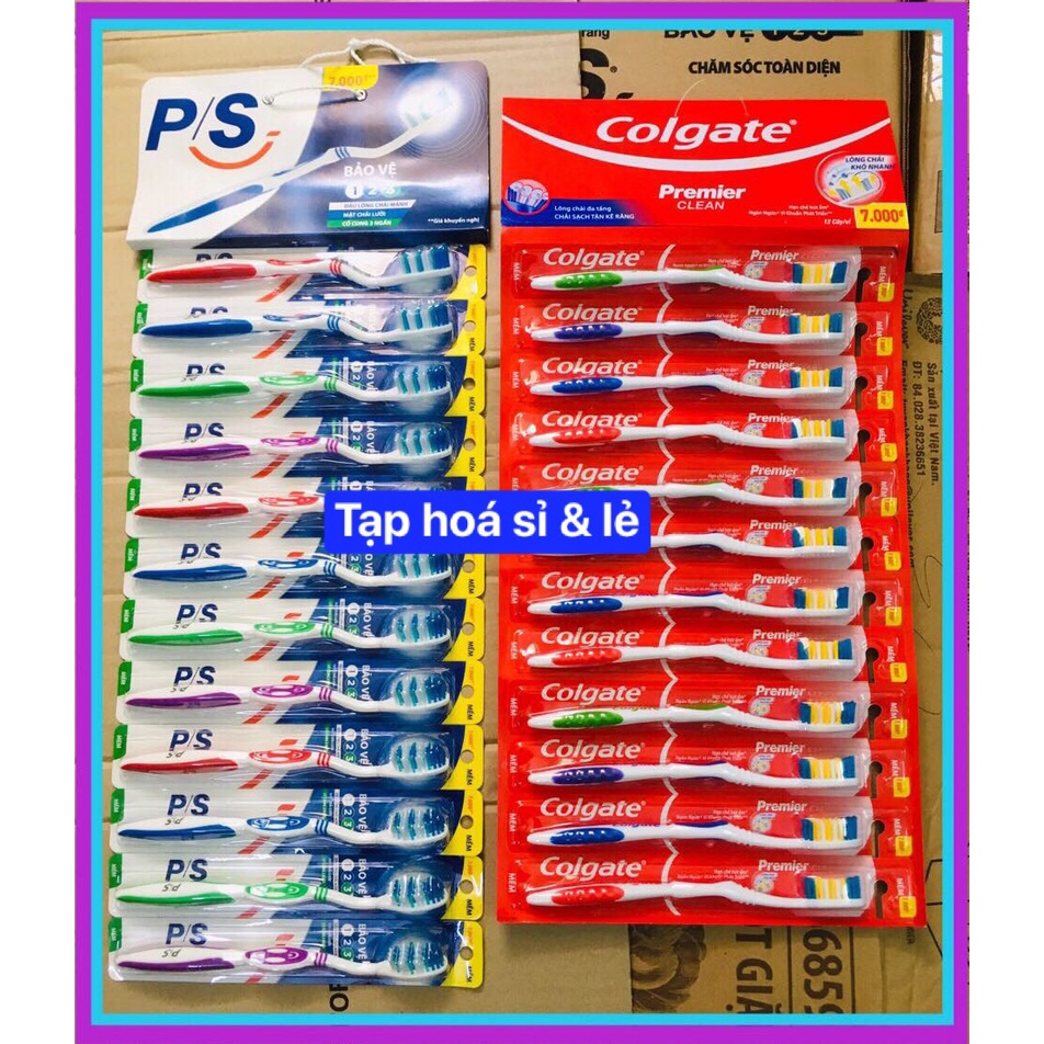 Combo 1 vỉ bàn chải colgate 7k + 1 vỉ bàn chải p/s 7k