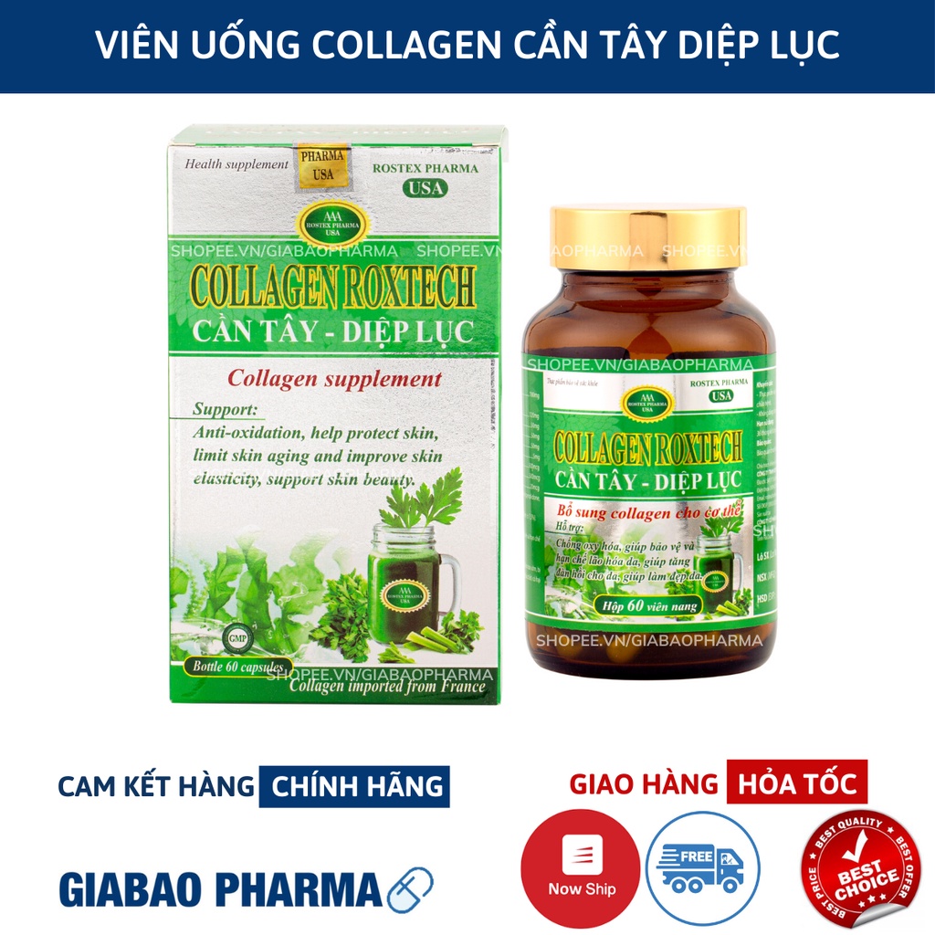 Viên uống đẹp da diệp lục collagen bổ sung diệp lục cần tây hỗ trợ giảm cân, làm đẹp da, chống lão hóa , hỗ trợ làm trắn