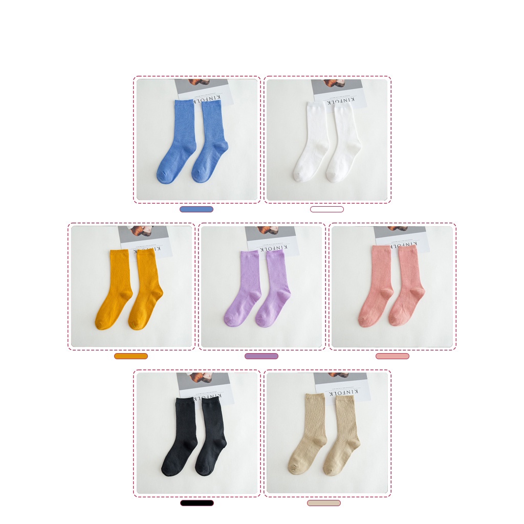 Tất cao cổ nam nữ nhún trơn, Tất nữ cổ cao Hàn Quốc chất cotton SUNA FASHION