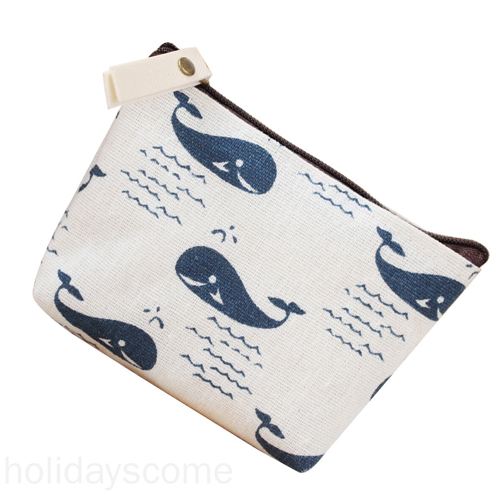 Animal Canvas Mini Change Coin Purse Bag Gift with Zipper and Liner holidayscome