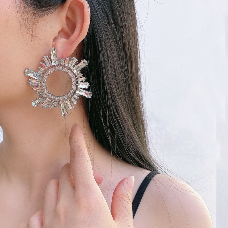 Bông tai đá tròn mặt trời cao cấp