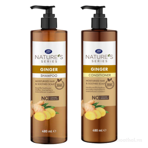 Set dầu gội gừng + dầu xả Boots Nature's Series Ginger Shampoo and conditioner Thái Lan