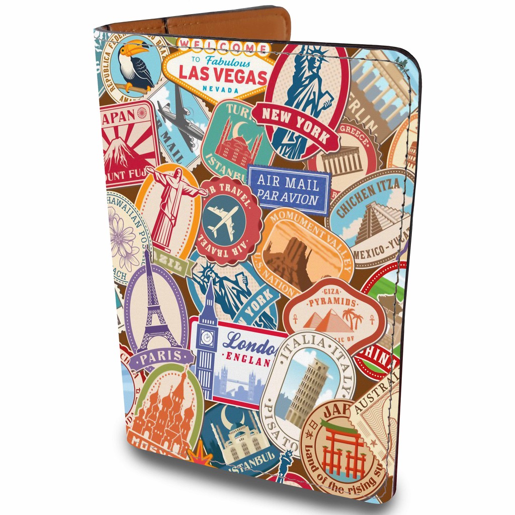 Bao Da Hộ Chiếu STICKERS TRAVEL CUTE - Passport Cover Holder - Ví Đựng Passport KỲ QUAN THẾ GIỚI Sắc Màu Độc Lạ - LT077