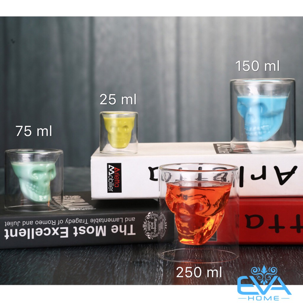 Ly Thủy Tinh Hình Đầu Lâu 250 ml Doomed Crystal Skull Shotglass