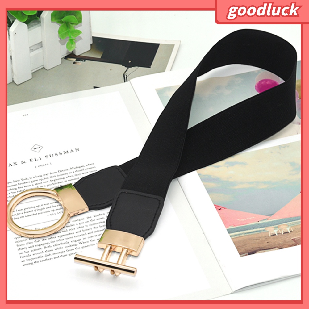 Thắt lưng da PU phối khóa kim loại hình tròn thời trang dành cho nữ