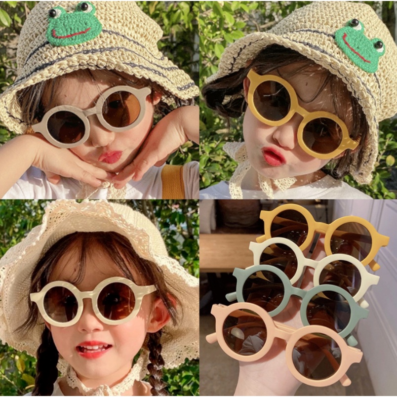 Kính mát Jiuerba hình tròn chống tia UV400 phong cách Hàn Quốc thời trang mùa hè dành cho trẻ em