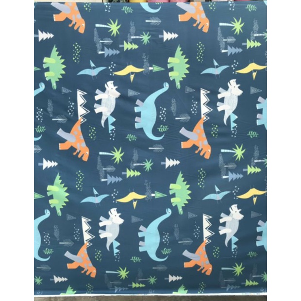 vải cotton lụa Hàn Quốc nhập khẩu chuyên may ga gối cao cấp mẫu khủng long dành cho bé trai