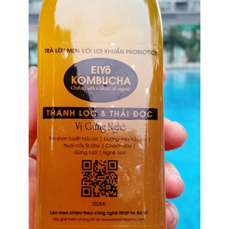 TRÀ KOMBUCHA - THANH LỌC &amp; THẢI ĐỘC VỊ GỪNG + NGHỆ THÙNG 6 CHAI.