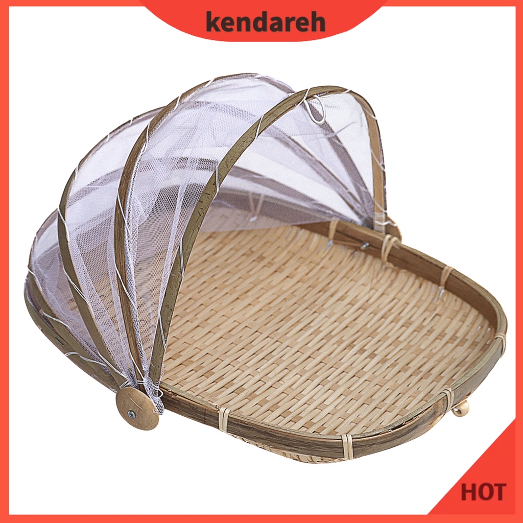 Giỏ Đựng Trái Cây / Thực Phẩm Đan Lưới Bằng Tre Chống Ruồi Tiện Dụng