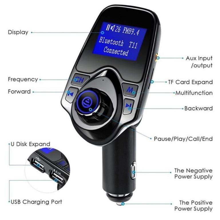 Siêu giảm giá [FREESHIP]Tẩu sạc và nghe nhạc trên ô tô Car Mp3 Player T11 loại 1