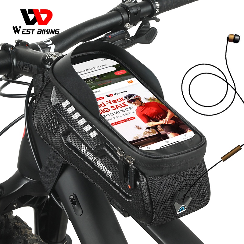Túi WEST BIKING gắn xe đạp phía trước chứa chìa khóa tai nghe điện thoại có thể dùng màn hình cảm ứng phù hợp 7.0-Inch