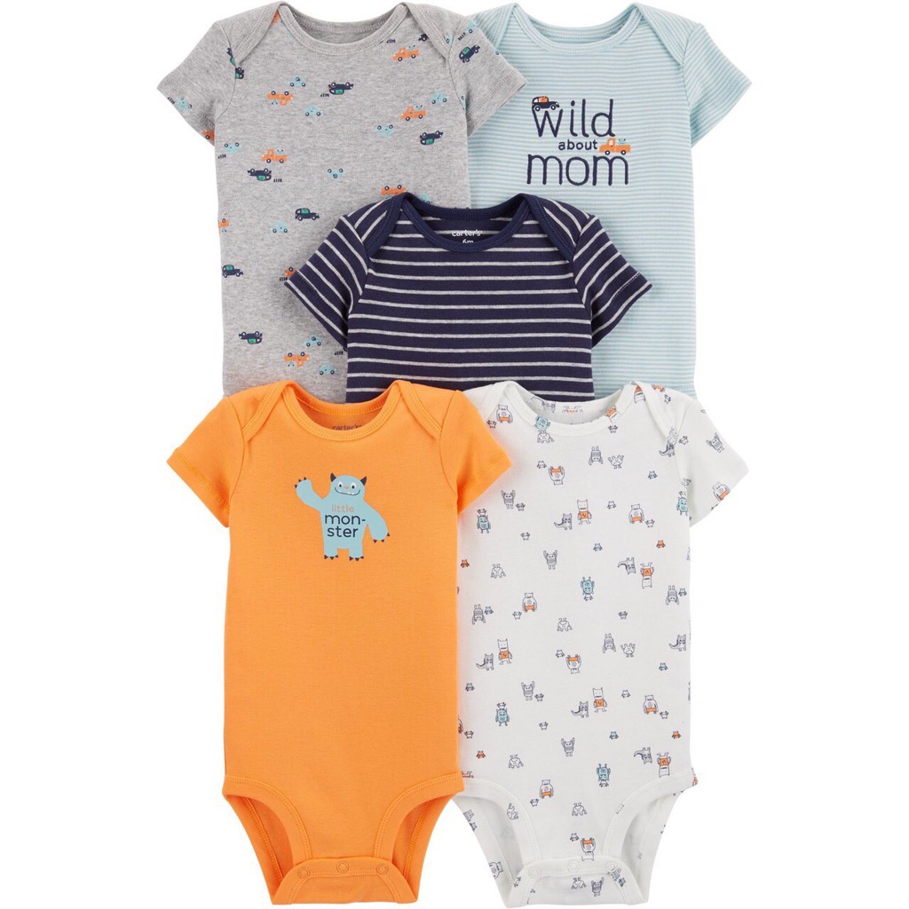 COMBO 5 Body Chip Cộc Tay Cho Bé 0-24m, Hàng Xuất Túi Zip Siêu Đẹp