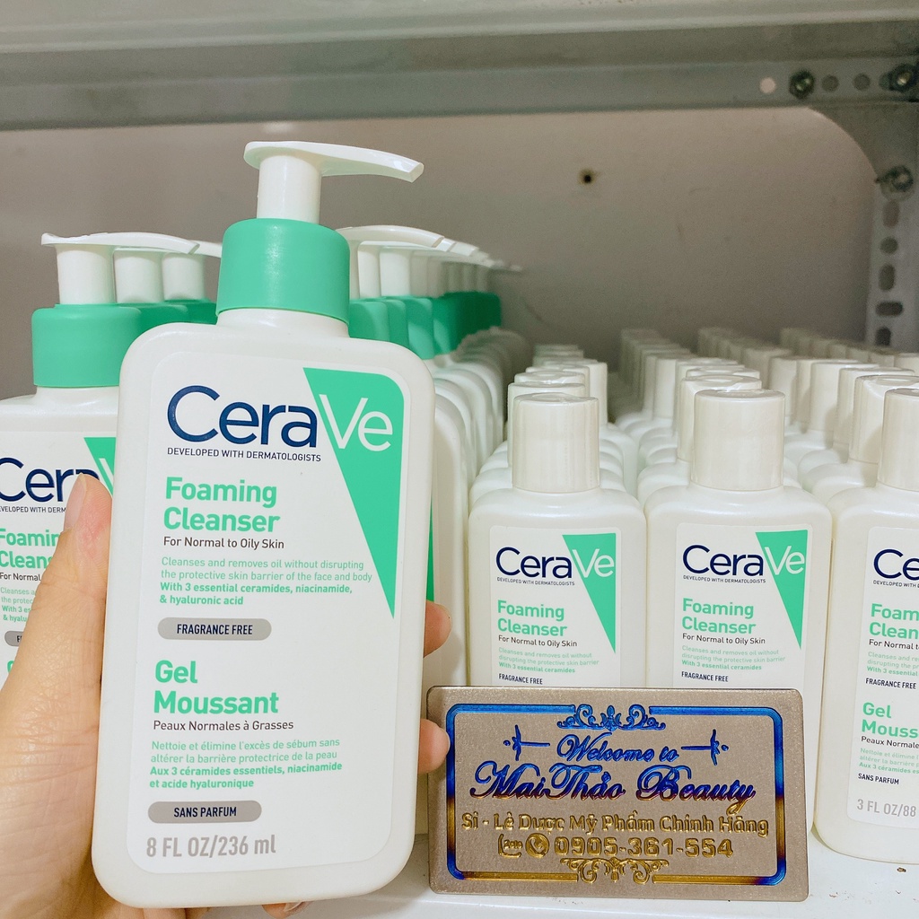 Sữa rửa mặt cho da thường đến da dầu CeraVe Foaming Cleanser Gel Moussant