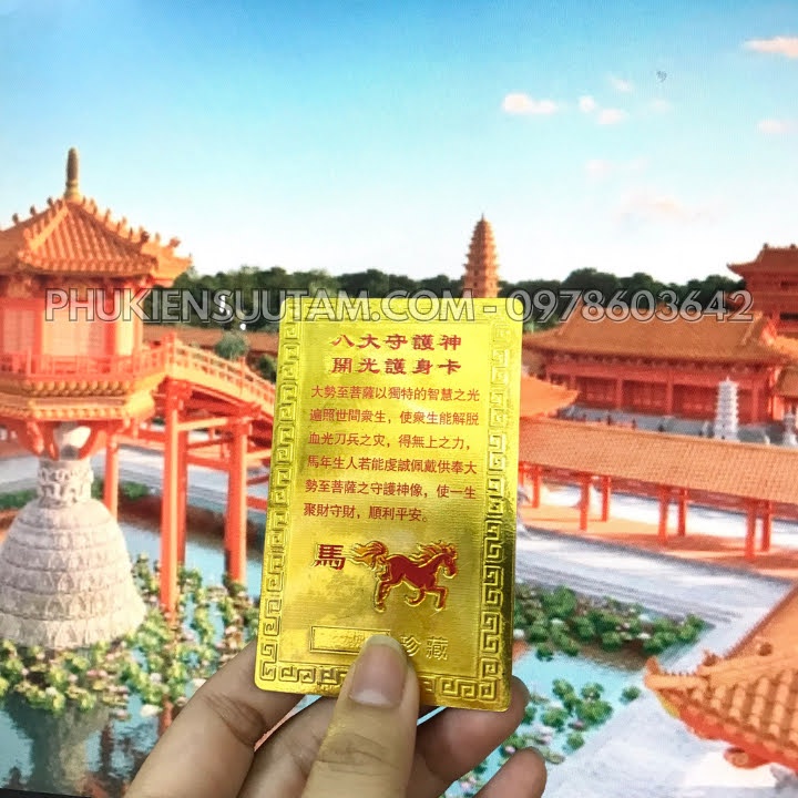 Thẻ Kim Bài Phật Bản Mệnh Tuổi Ngọ - Phật Đại Thế Chí Bồ Tát, kích thước: 8.2cmx5.2cmx0.5cm - SP005722