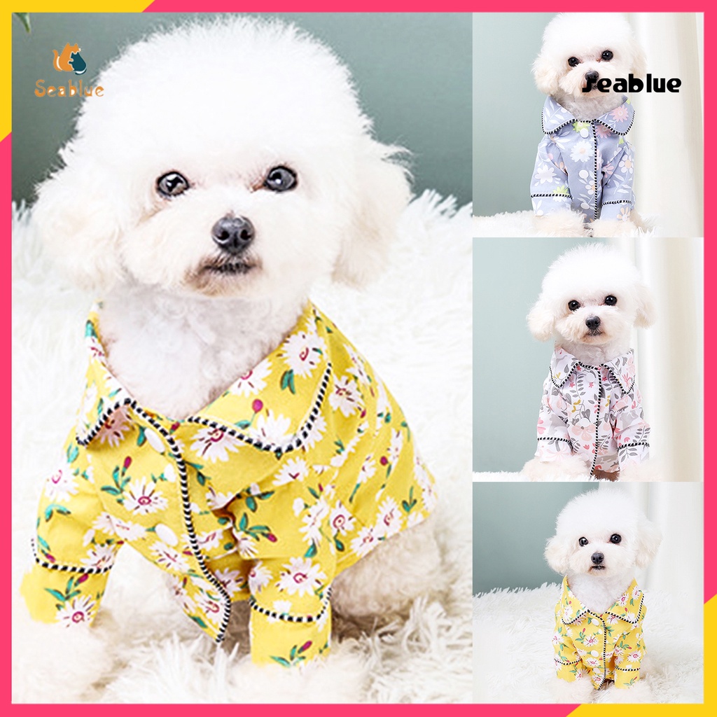 Bộ Đồ Ngủ Pijama Hai Chân Thoáng Khí In Họa Tiết Hoa Dành Cho Cún Cưng