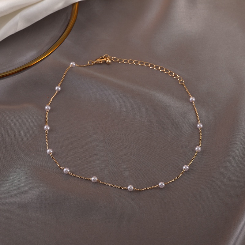 Vòng cổ ngọc trai ngắn đơn giản cá tính phong cách Hàn Quốc cho nữ