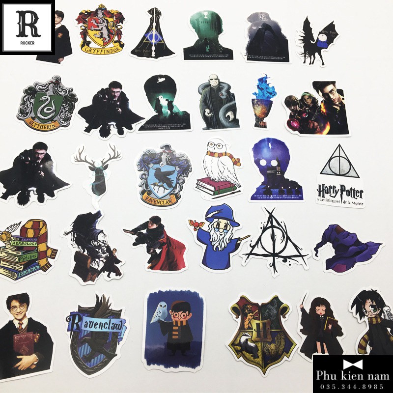 Sticker PVC Hary Potter 50 Hình ST116 - Stickers Chống nước Dán Mũ bảo hiểm Vali Laptop Điện thoại Dán xe