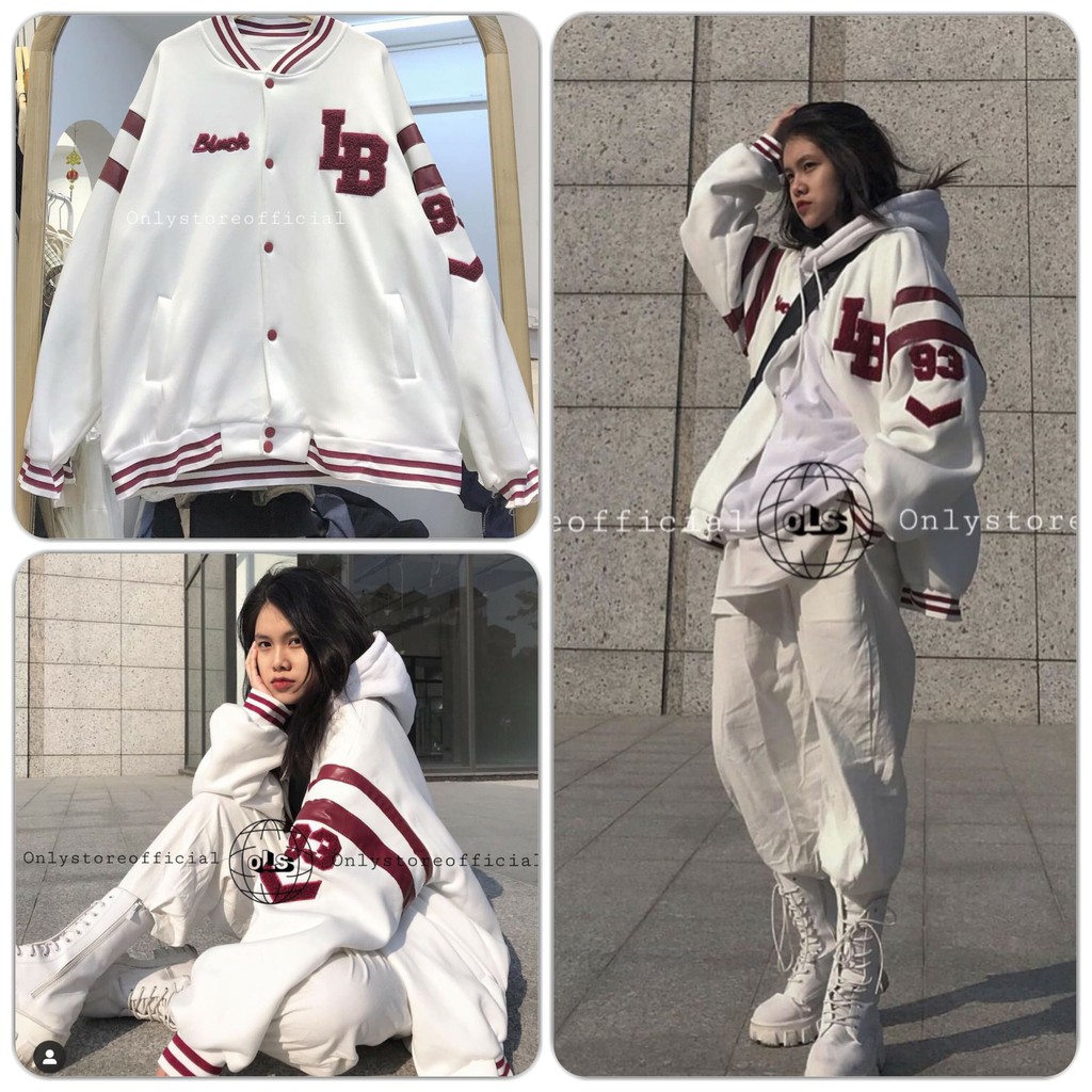 Áo Bomber Bóng Chày LB Nữ - Rere.Store [FREESHIP]  G19-4- Áo khoác nỉ dài tay form rộng, kiểu dáng thể thao, hot trend