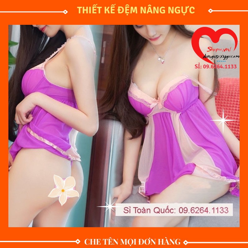 Đầm Ngủ Gợi Cảm -Váy Ngủ Sexy Ren Có Đệm Nâng Ngực Gợi Cảm Quyến Rũ Sắc Màu Tươi Trẻ Quyến Rũ -  ( VÁY PHỐI MÀU).